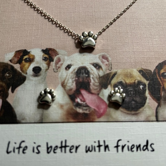 DOG PAW Necklace and Earring set - Picture 2 of 3